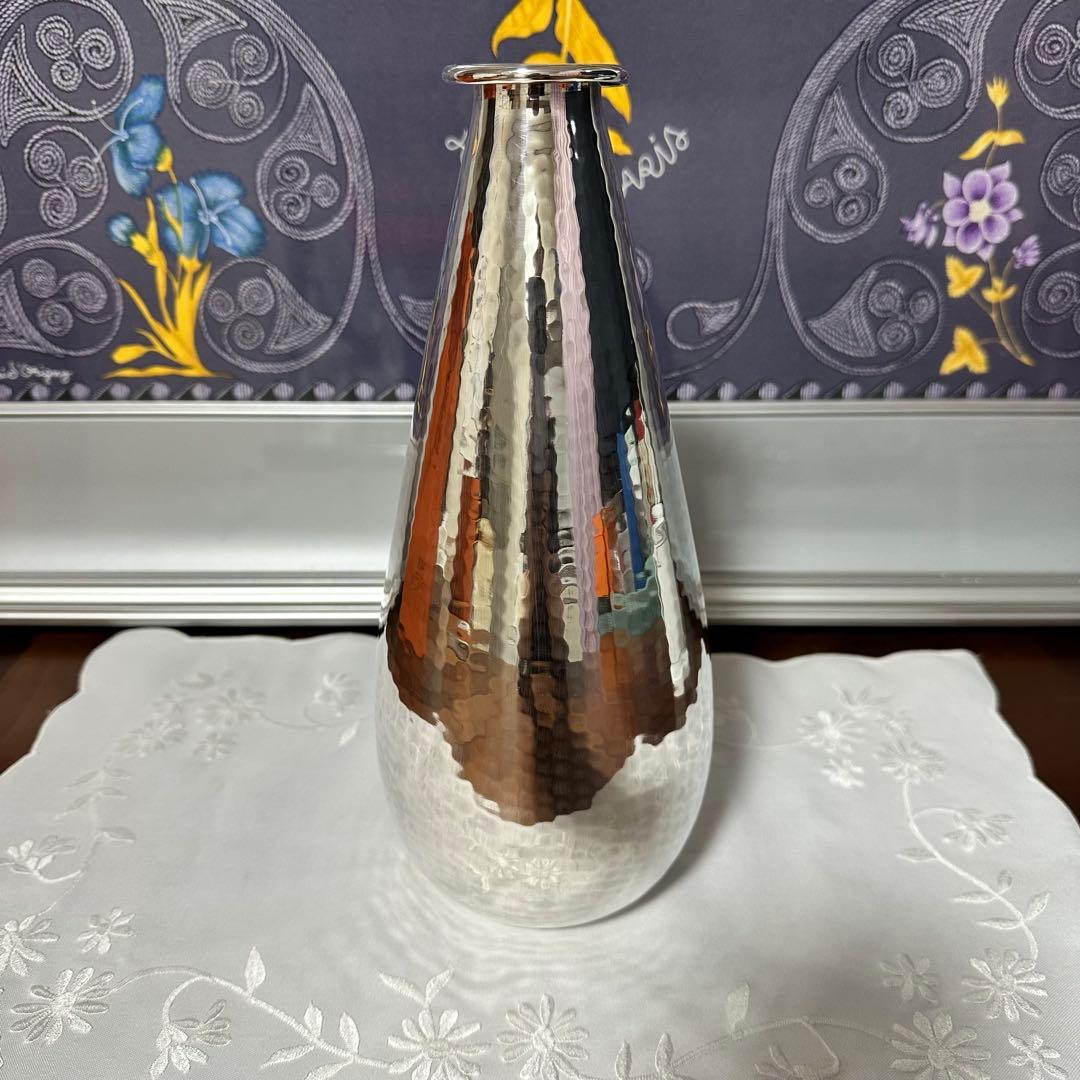 HERMES エルメス　ステンレス製　花瓶　フラワーベース　希少　シルバーカラー