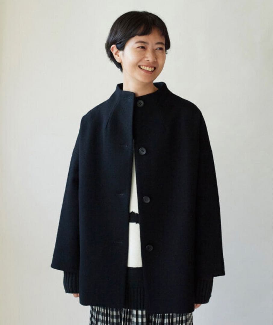 新品未使用 Yuni コクーンシルエット ウールコート クロ