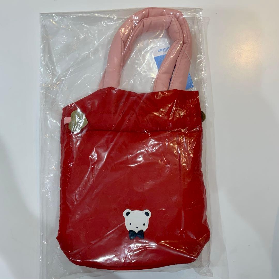 新品未使用 ファミリア巾着バッグ レッド バレンタイン 完売カラータグ付