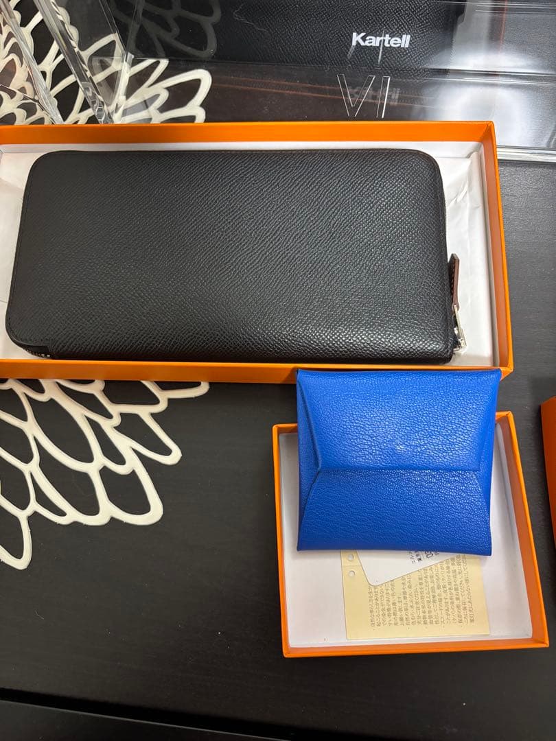 専用ページ、、、HERMES バスティア　青 レザー ケース