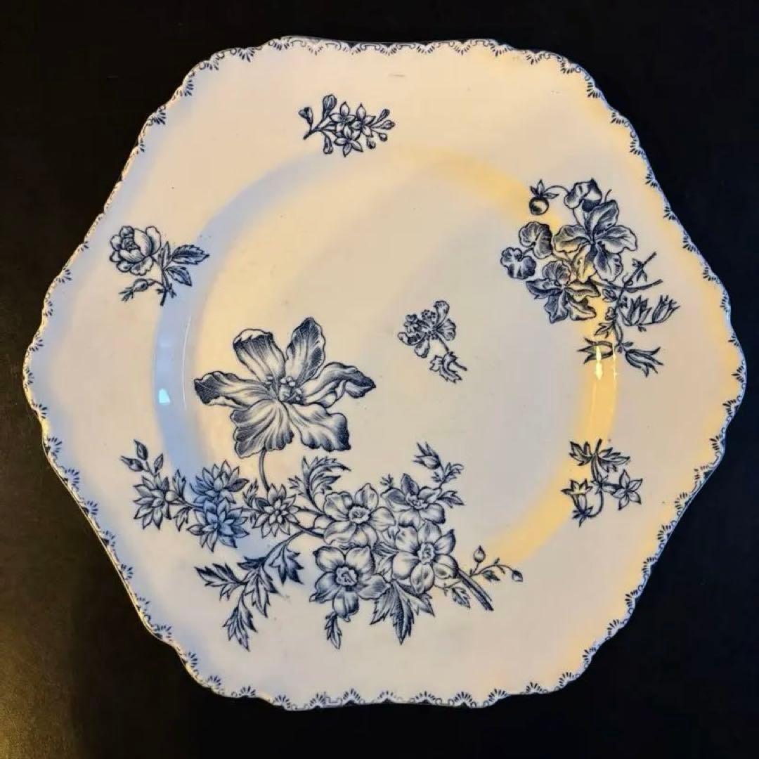 フランスアンティークプレート 珍しい角形プレート2枚セット