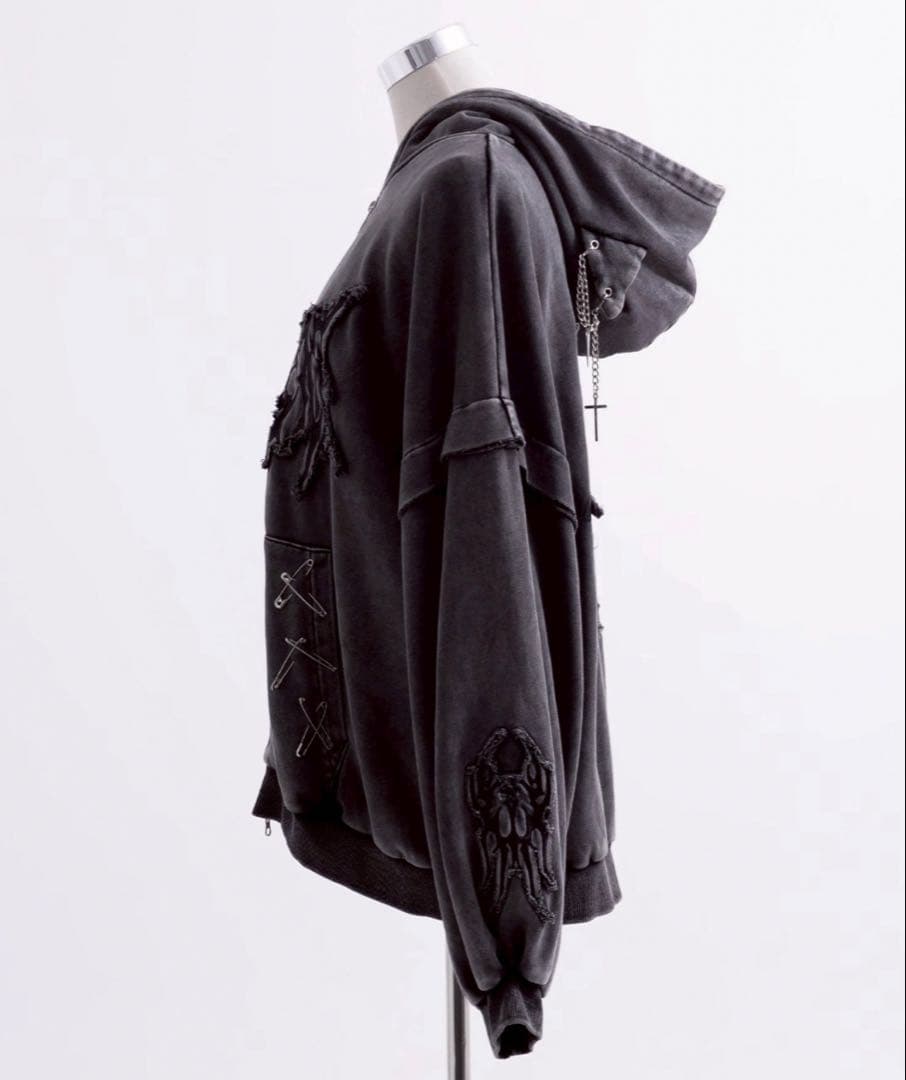 レフレム　猫耳zipパーカー　ジップアップパーカー　グレー