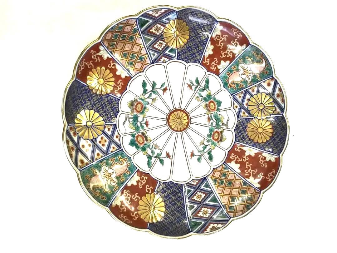 伊万里風１尺２寸菊模様皿