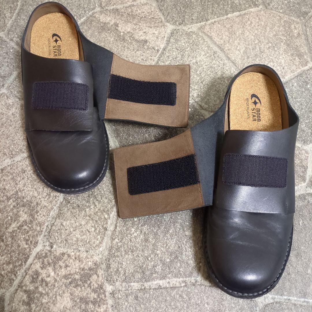 【美品】ムーンスター レザーサンダル 28cm ブラック 本革