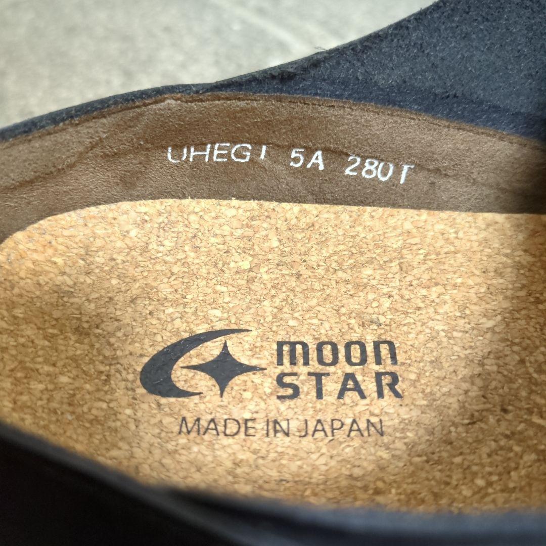 【美品】ムーンスター レザーサンダル 28cm ブラック 本革