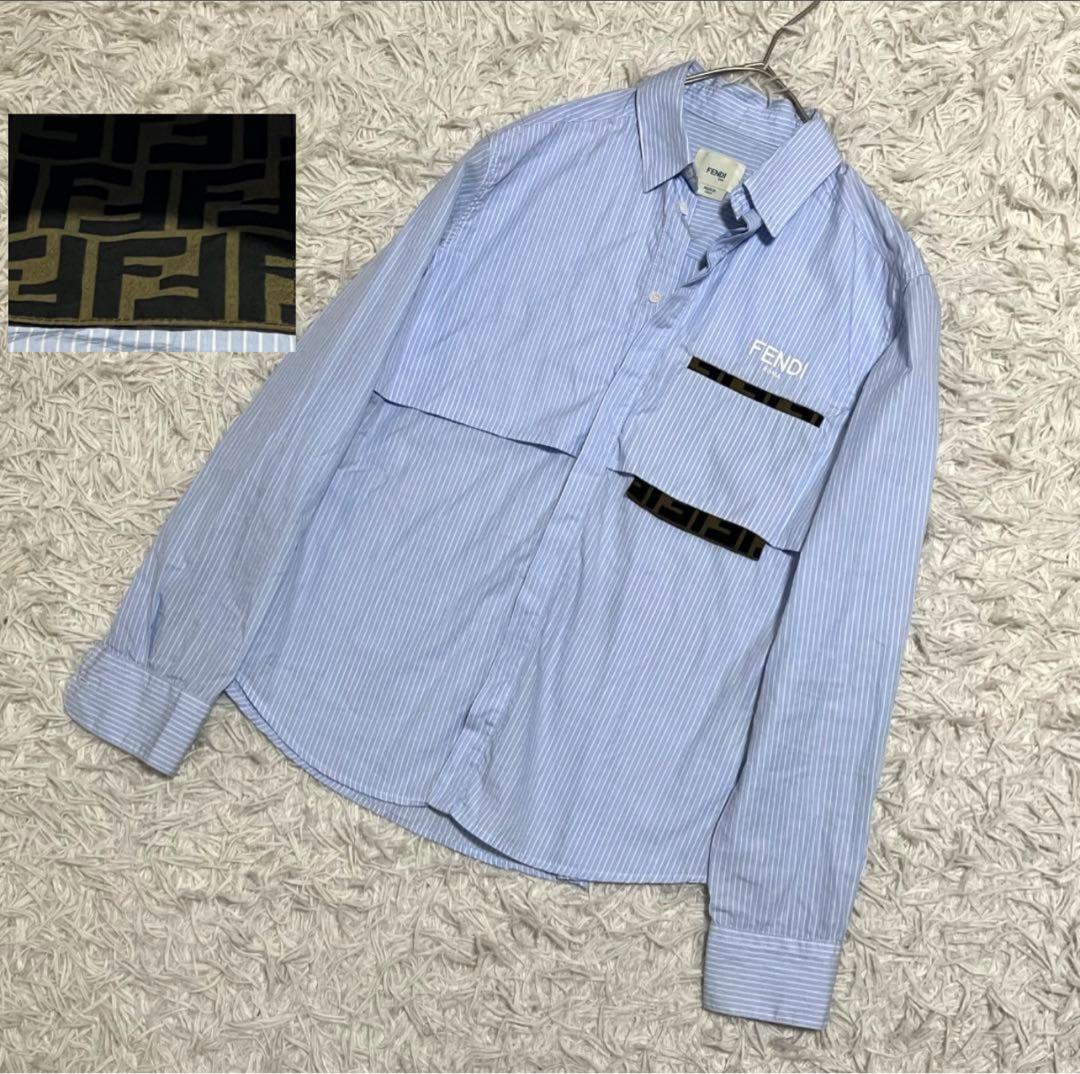 美品✨フェンディ キッズ ズッカ柄 長袖シャツ ストライプ 12A 152cm
