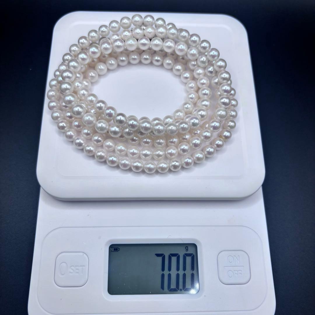 百貨店購入✨干渉色◎ あこや真珠パールロングネックレス 2連3連　120cm