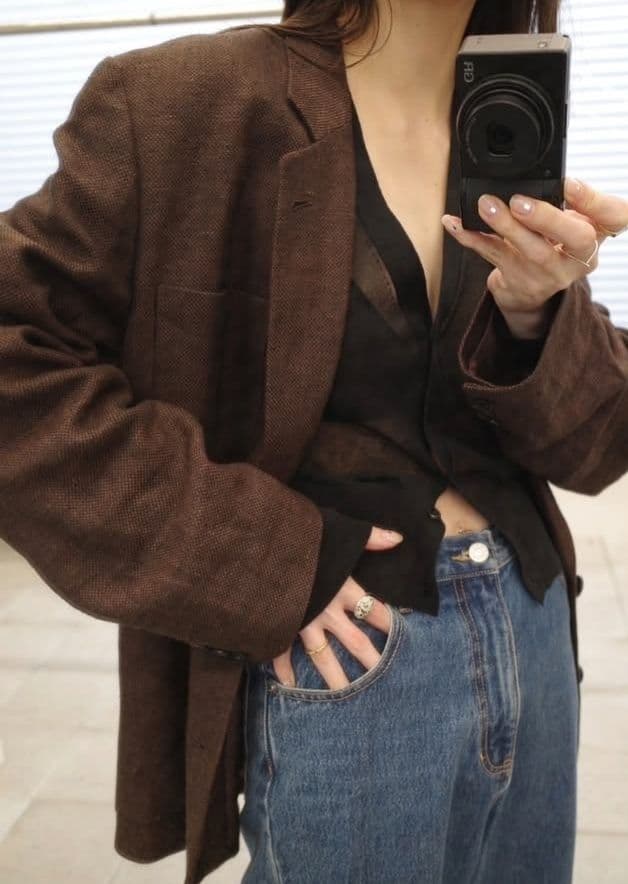 todayful Boyfriend Linen Jacket チョコ　36