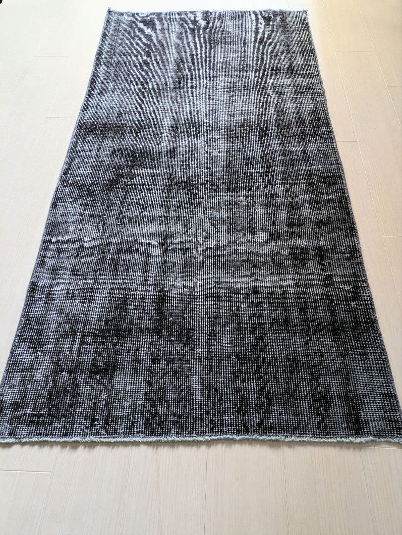 86×176 オーバーダイ　ブラックダークネイビー　トルコヴィンテージラグ