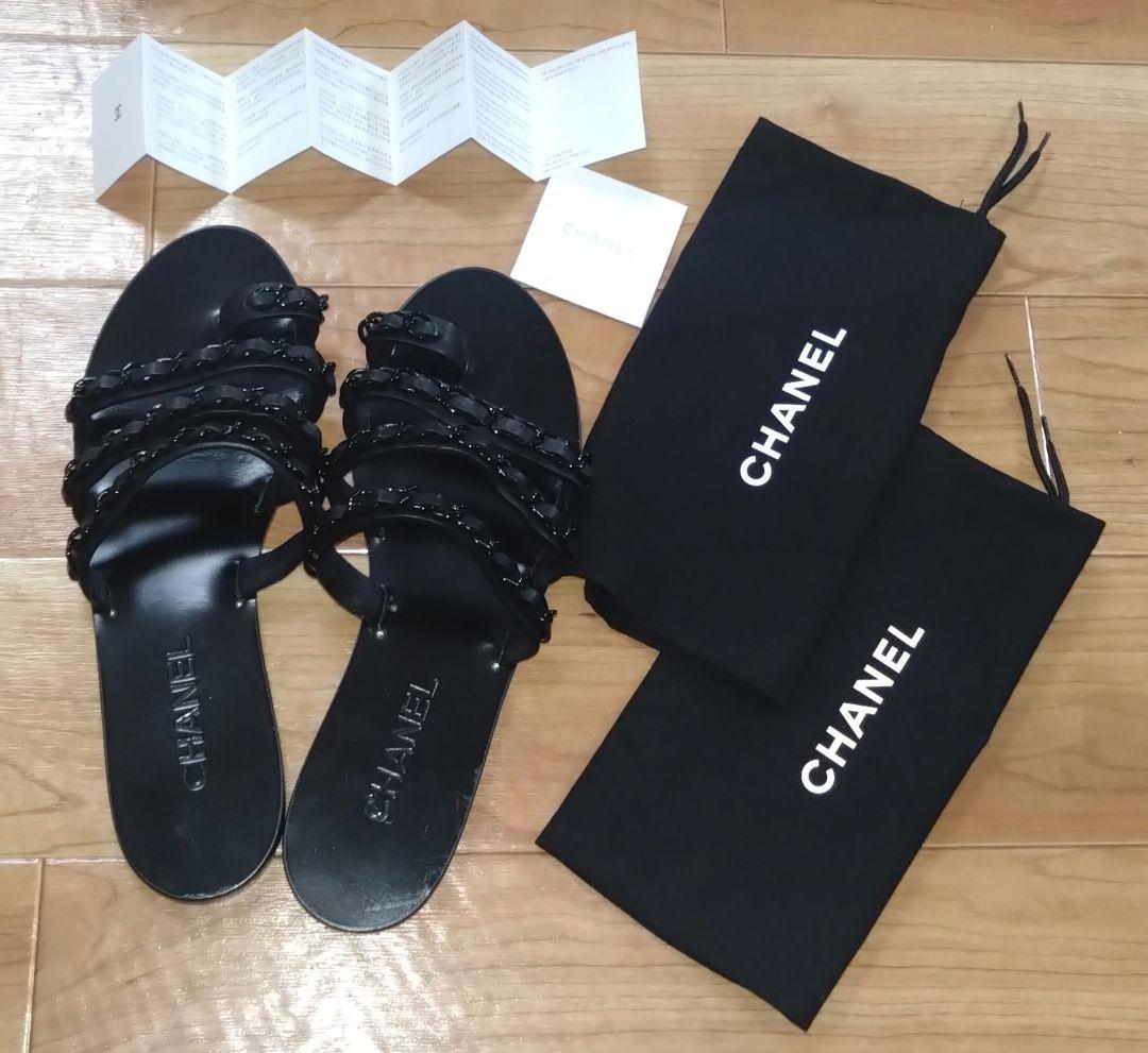 シャネル　チェーンサンダル　未使用25〜25.5