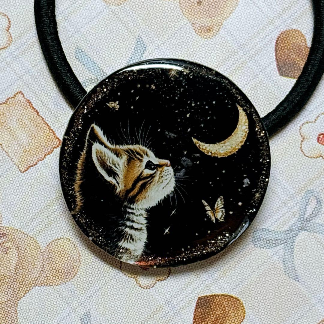 NO325 レジン　ヘアゴム　ブローチ　ハンドメイド　猫