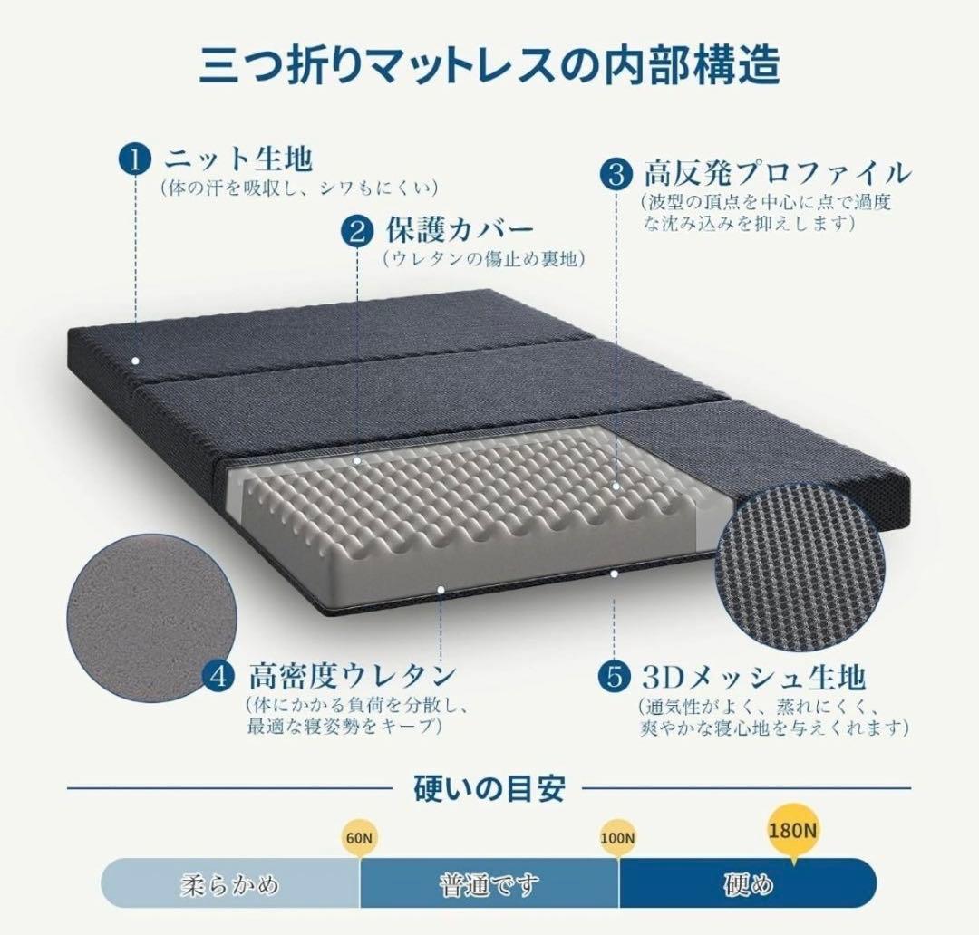 マットレス セミダブル 高反発マットレス 三つ折 極厚10cm