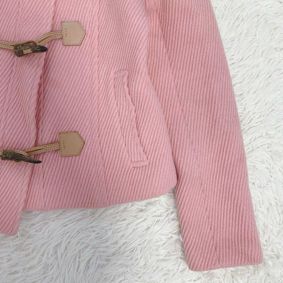 バーバリーブルーレーベル ショート丈ウールコート トグル ピンク ノバチェック