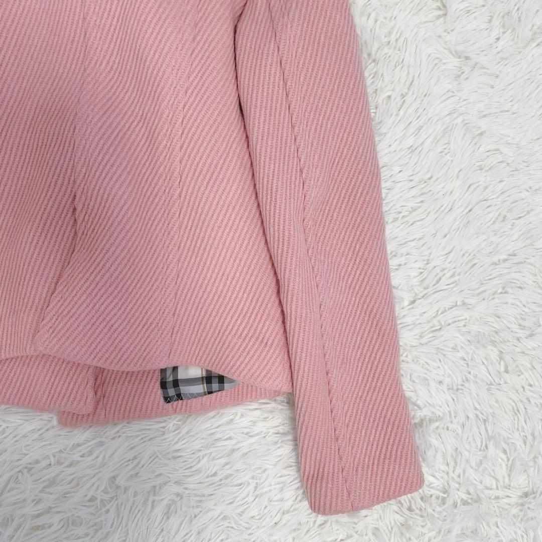 バーバリーブルーレーベル ショート丈ウールコート トグル ピンク ノバチェック