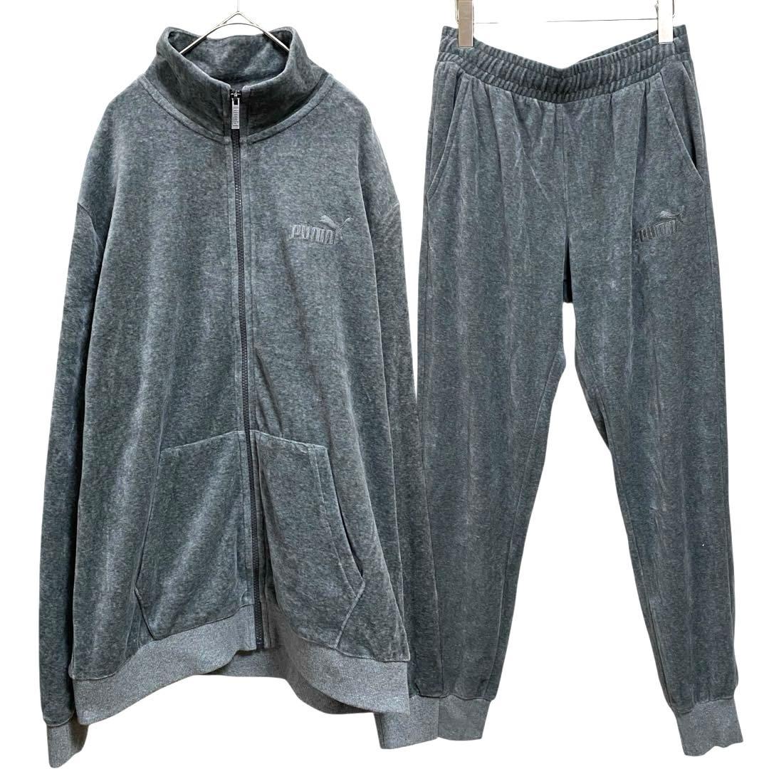Y2K PUMA ベロア セットアップ 上下 メンズ グレー トラックジャケット