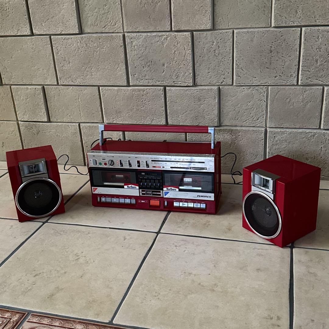HITACHI PERDISCO TRK-W3 バブルラジカセ 赤 昭和レトロ