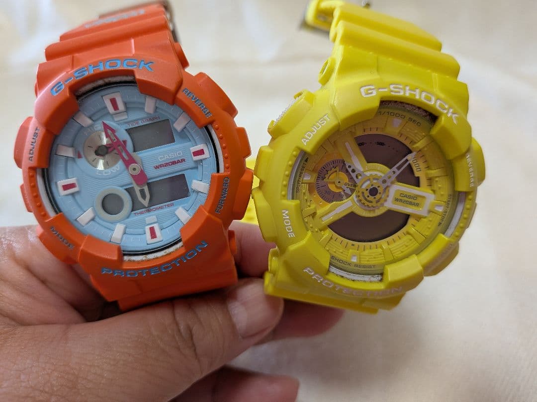 よ*こ様 【非稼働】G-SHOCK イエロー、オレンジ 腕時計(デジタル) 2台