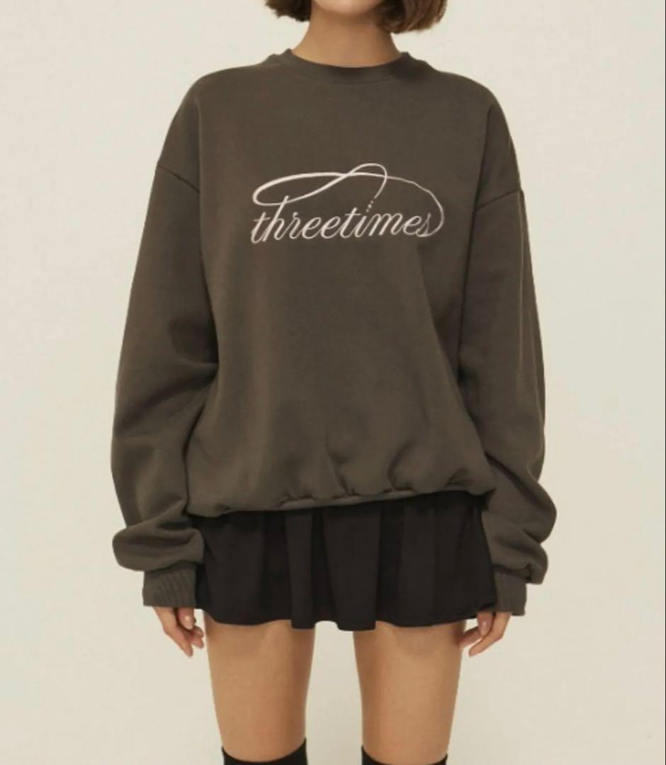 threetimes スウェット　チャコール　シズニルック　韓国