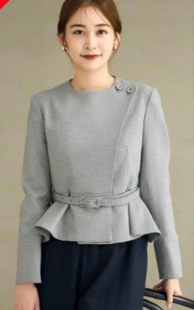 Audire Noona peplum jacket　Houndstooth