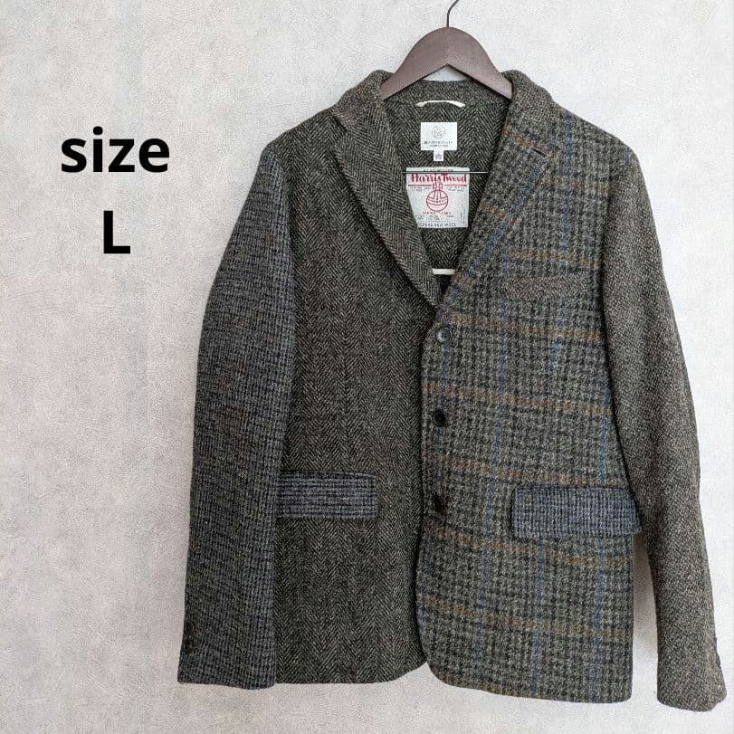 ★Harris Tweed BEAUTY&YOUTH テーラードジャケット L