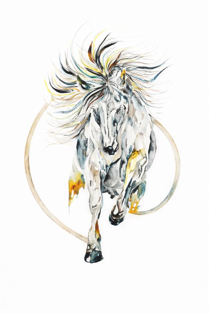 馬 原画 額装済み クロワ ※購入希望の方はコメントください