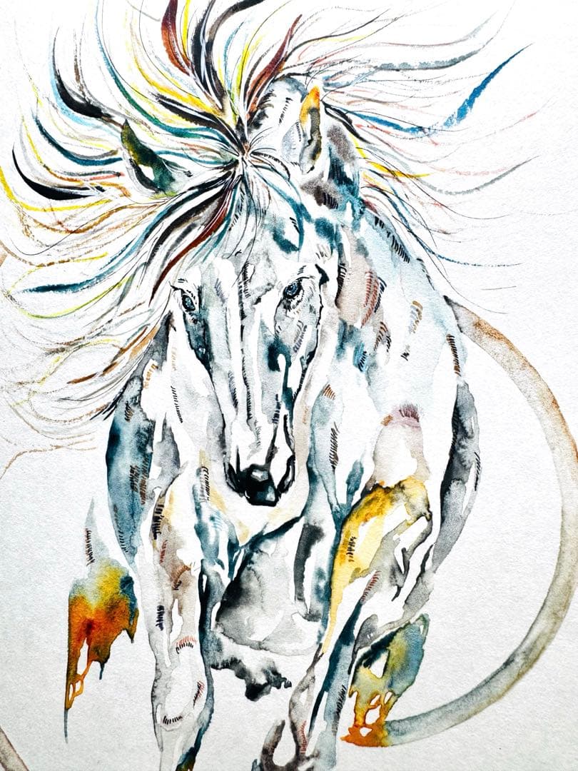 馬 原画 額装済み クロワ ※購入希望の方はコメントください