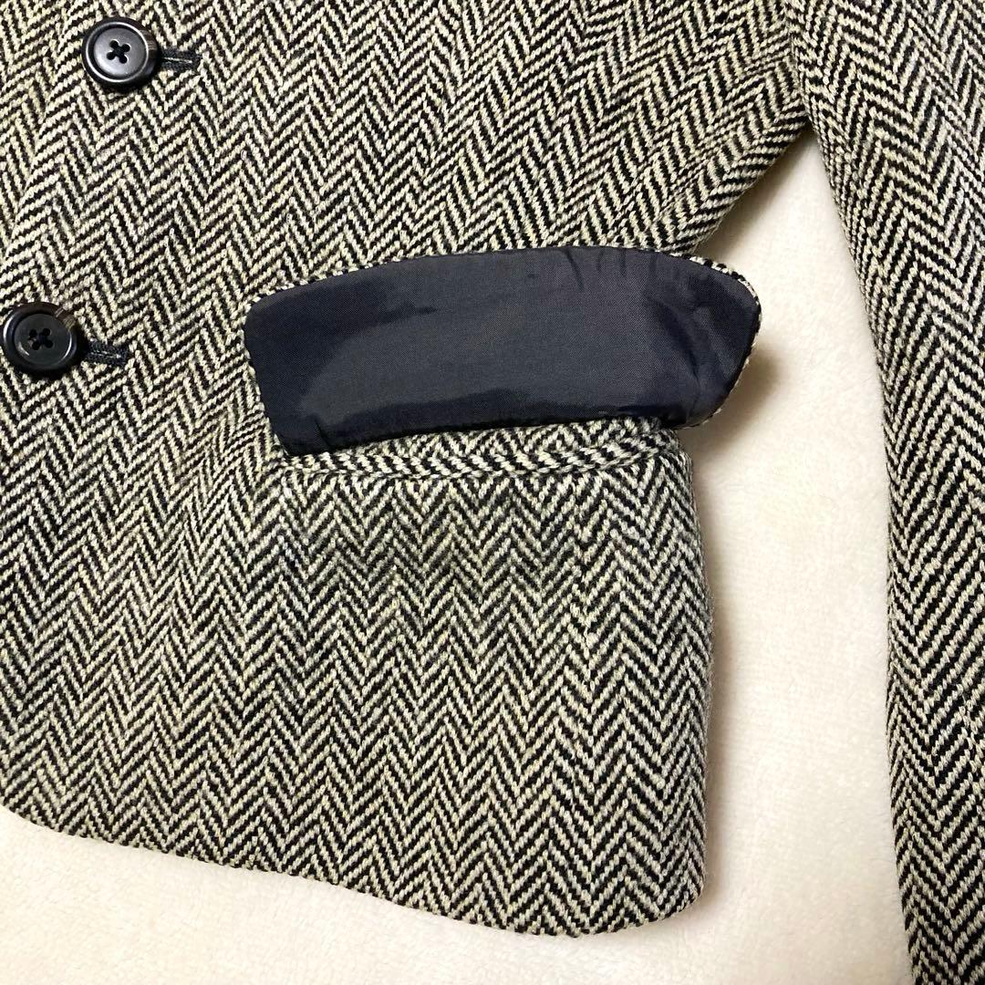 美品 ラルフローレン ヘリンボーン カシミヤツイード テーラードジャケット 黒