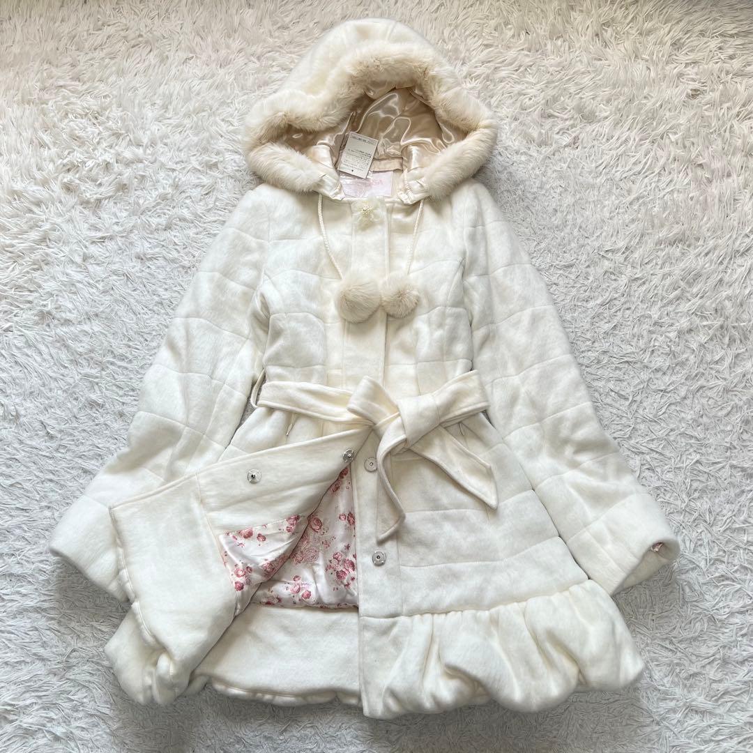 未使用品 LIZ LISA ラビットファー フードコート Aライン 裏地花柄