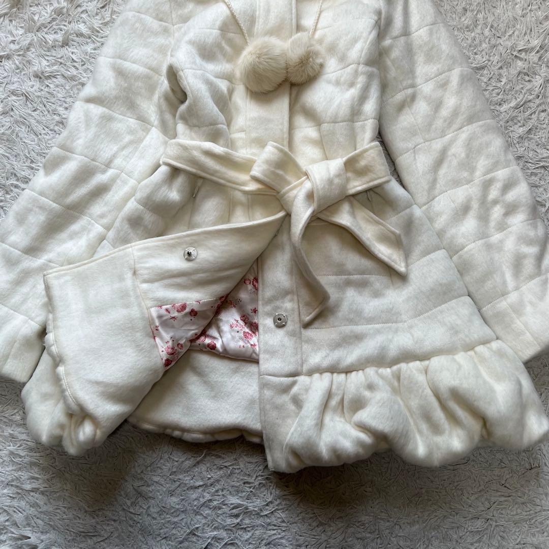 未使用品 LIZ LISA ラビットファー フードコート Aライン 裏地花柄