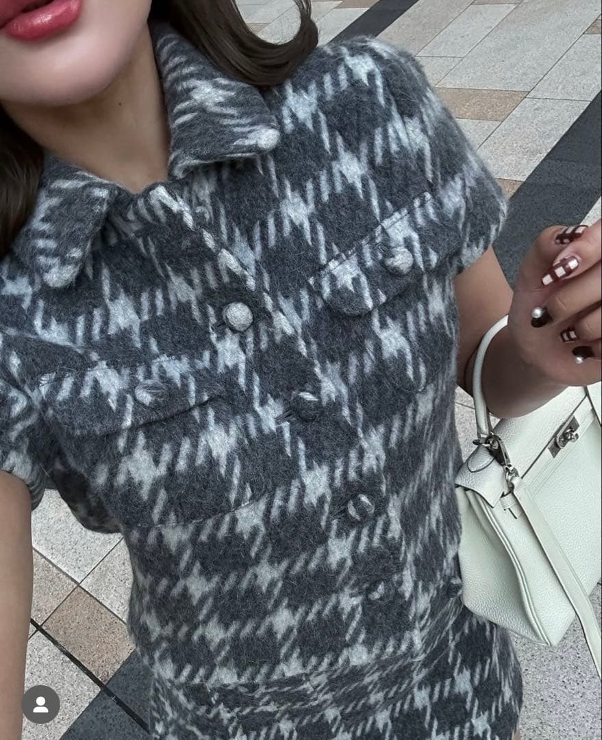 【sheller】angora check tweed skort