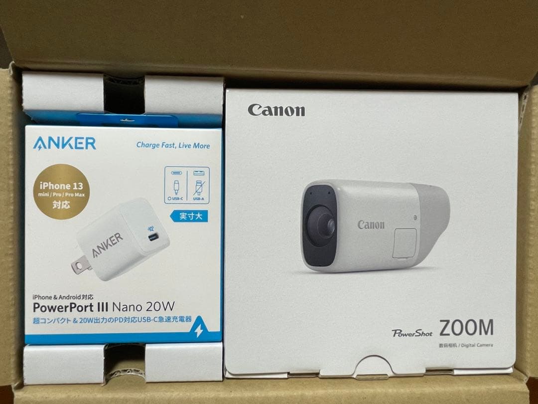 Canon PowerShot ZOOM ホワイト Anker急速充電器