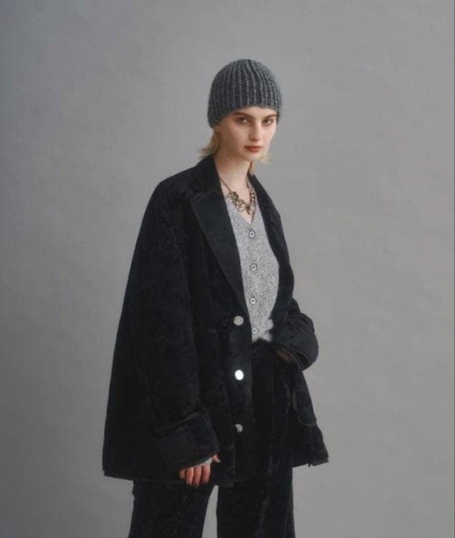 seyto クラッシュベロアシングルテーラードジャケット ブラック(完売品)