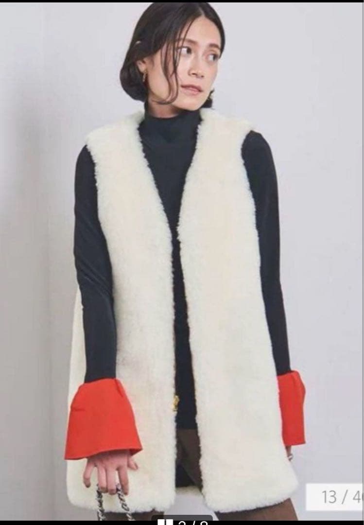 ザ　リラクス　THE RERACS ボアライナー　ベスト　ジレ　アイボリー　美品