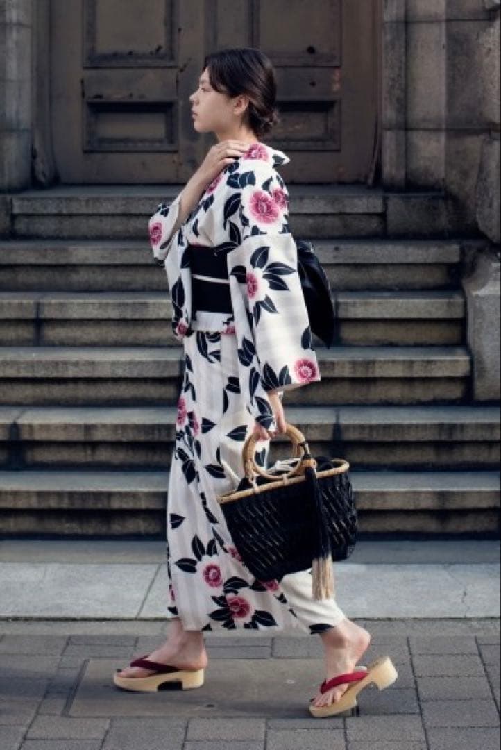 きものやまと キモノバイナデシコ 浴衣　帯　セット　モダン　ストライプ　ボーダー