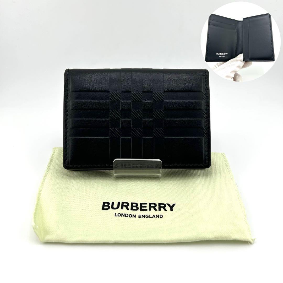 ✨極美品✨　バーバリーロンドン　名刺入れ　カードケース　エンボスチェック　レザー