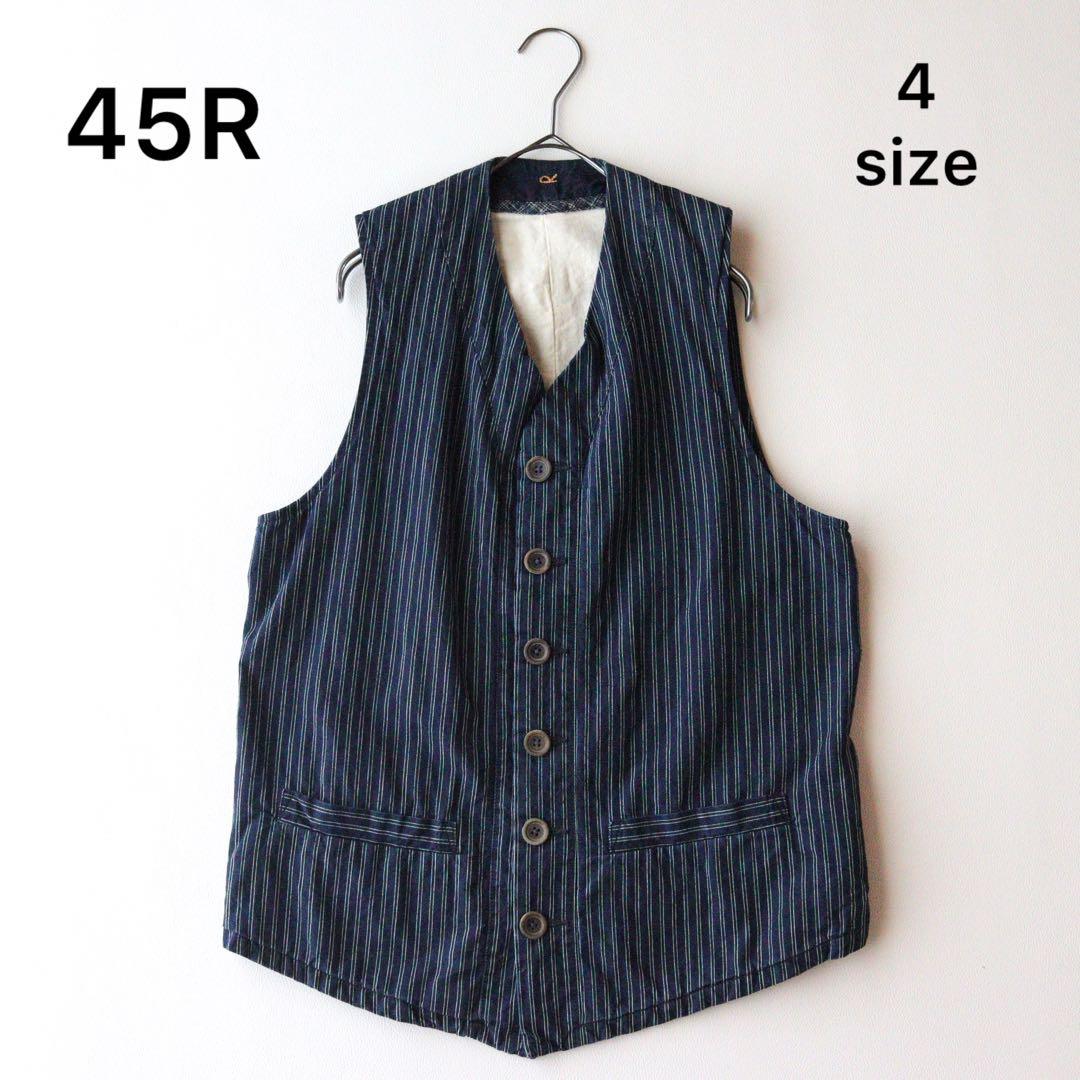 5354【希少　美品】45R ウォバッシュストライプベスト インディゴ　XL