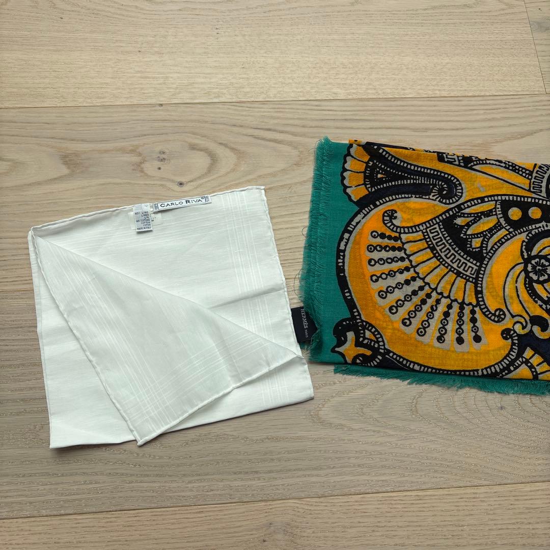 メンズ　エルメススカーフ　CARLO RIVA ハンカチ