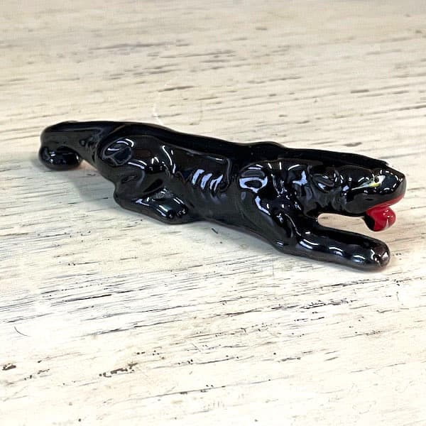 ビンテージ　ブラックパンサー２体セット　陶器　置物　黒豹
