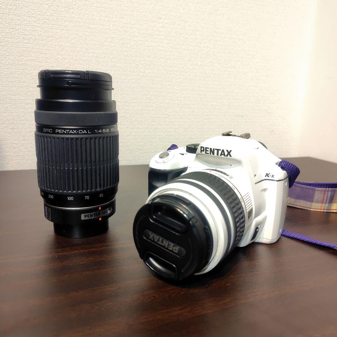 【ホワイト】PENTAX K-x ダブルズームセット ※液晶・ファインダー訳あり