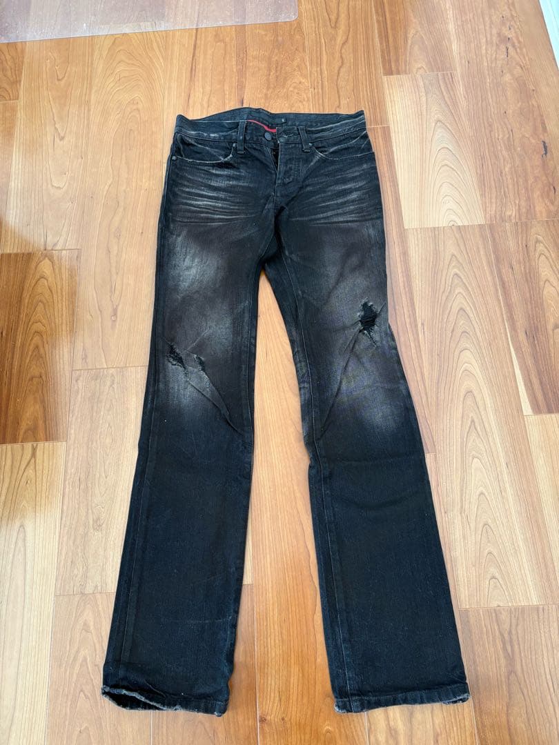 FUGAブラックダメージデニムパンツ