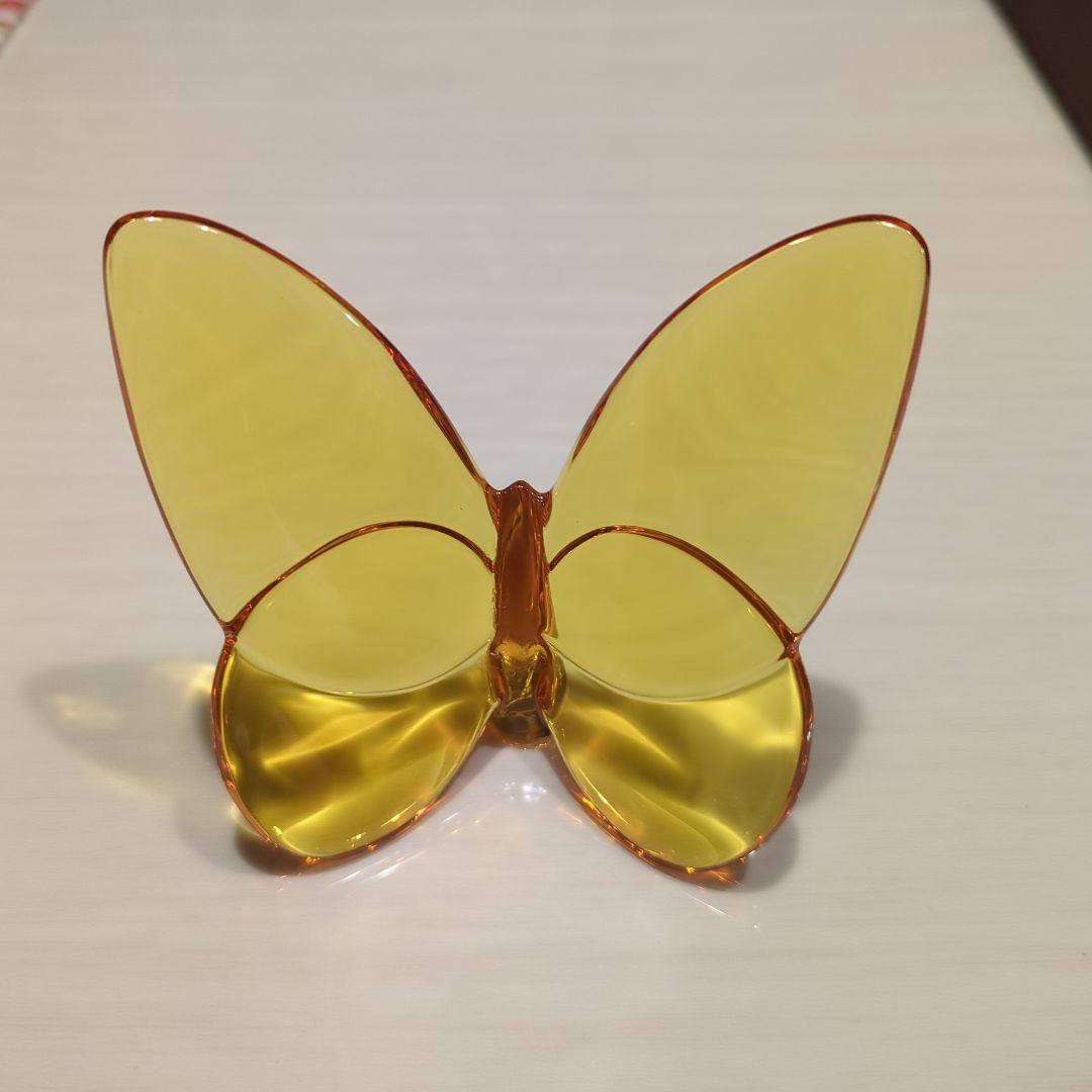 バカラ ラッキーバタフライ パピヨン イエロー 置き物 クリスタル　置き物