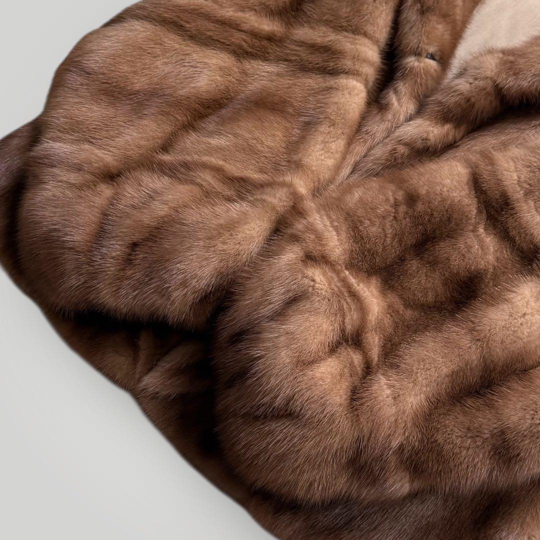 本毛皮☆デミバフミンク クロップド丈 ファーコート なめし柔らか◎ 毛艶◎