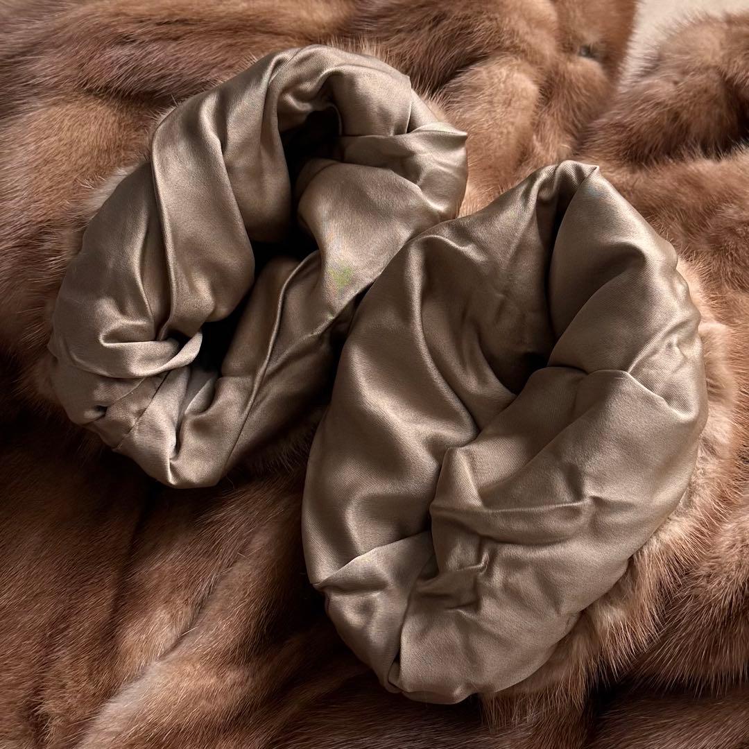 本毛皮☆デミバフミンク クロップド丈 ファーコート なめし柔らか◎ 毛艶◎