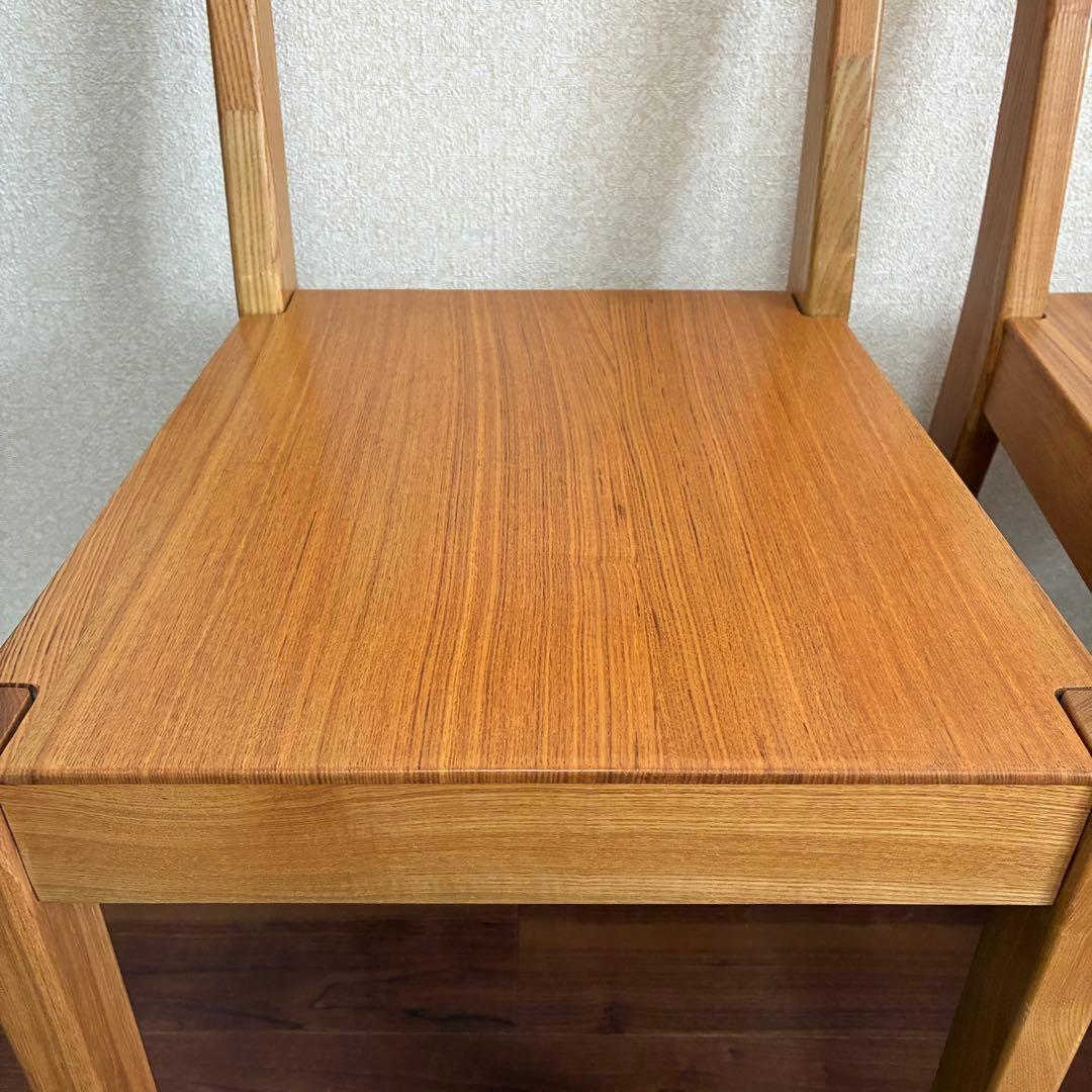 無印良品 ダイニングチェア 2脚セット 椅子 天然木 タモ材 無垢材 廃番品