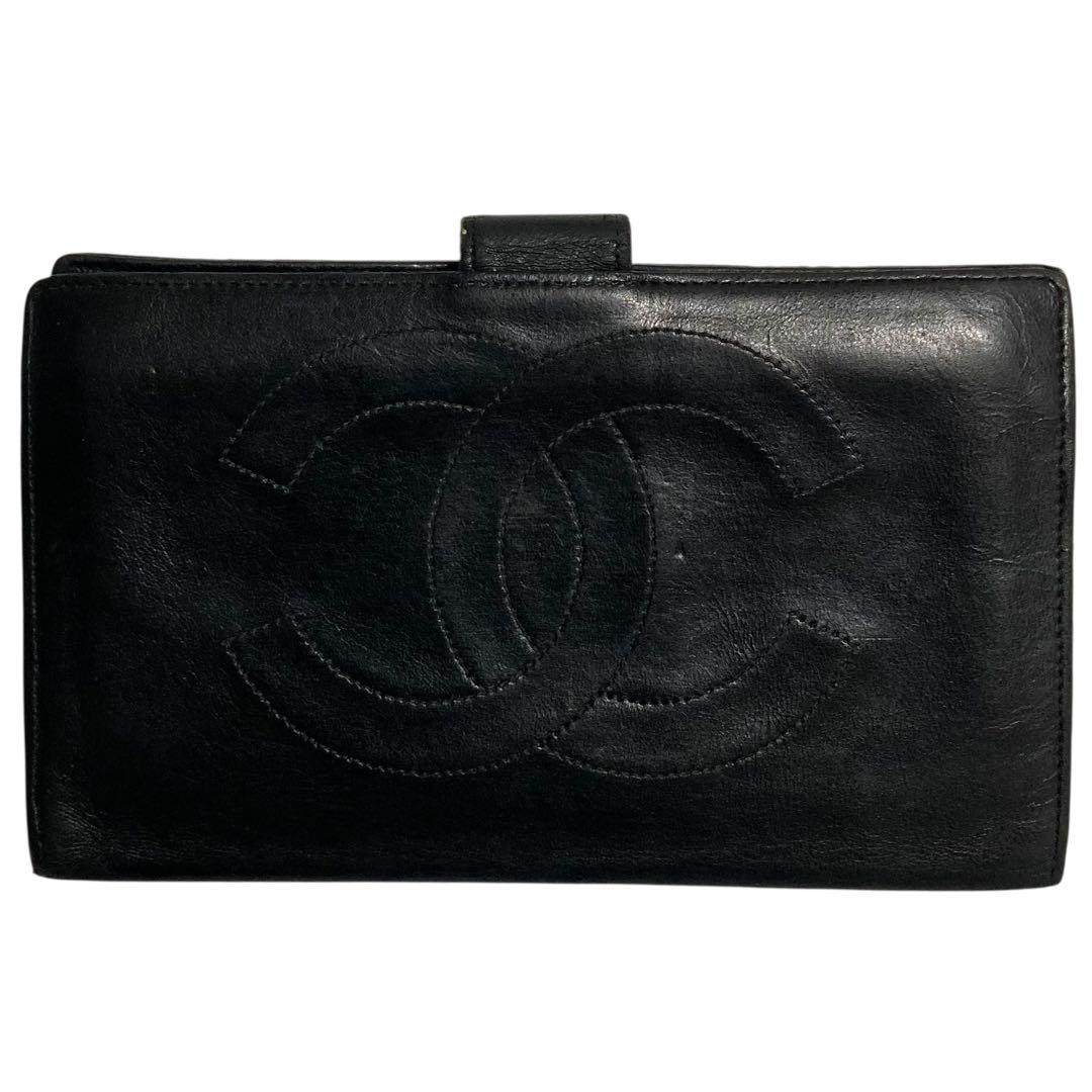 CHANEL 　ガマ口　長財布　ウォレット　ココマーク　ブラック黒　小銭入れ