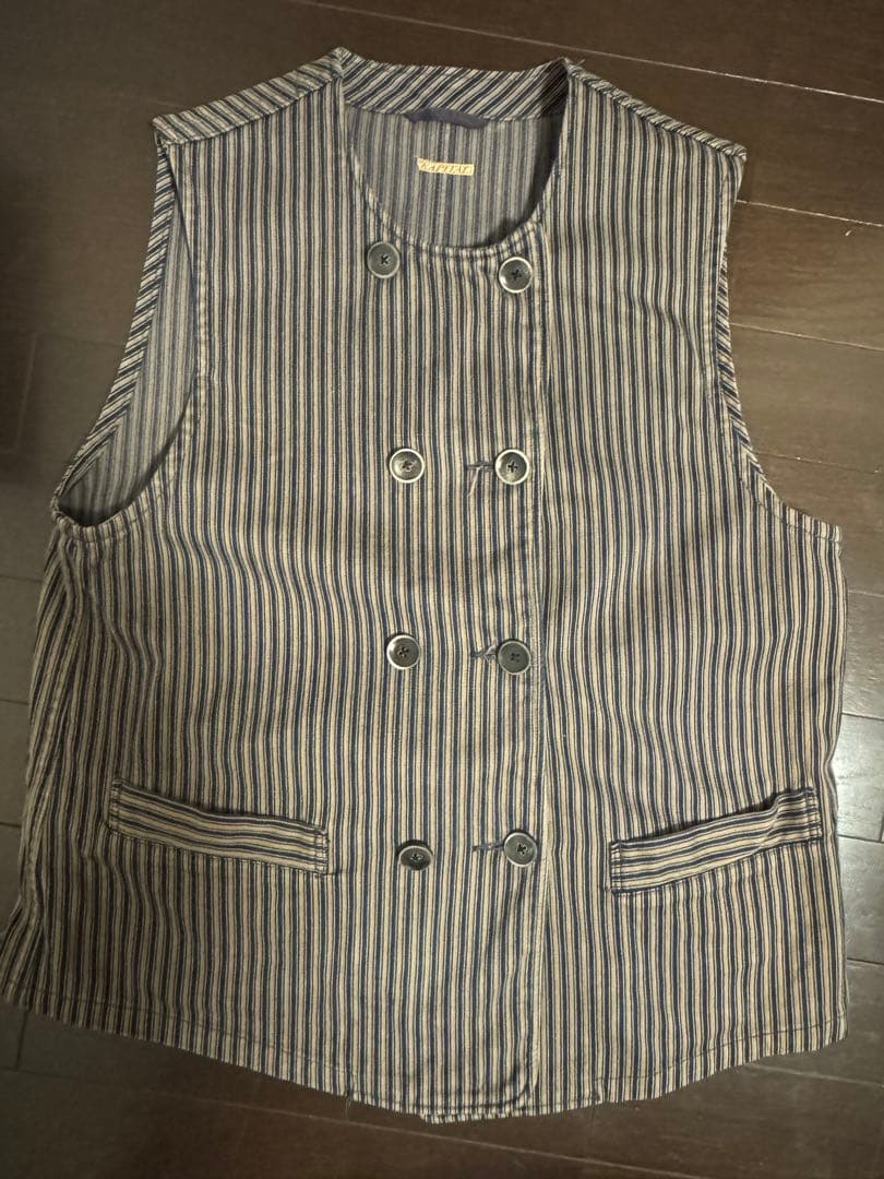 KAPITAL ストライプ ダブルボタン ベスト サイズ2【M】