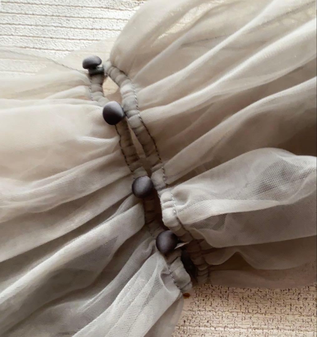 【訳あり】LEJA チュールオフショルダー花柄Iラインワンピースドレス