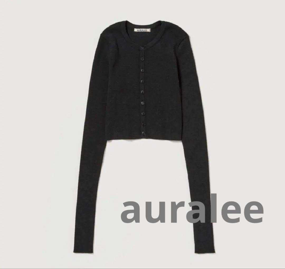 【AURALEE】 RIB KNIT SHORT CARDIGAN 0