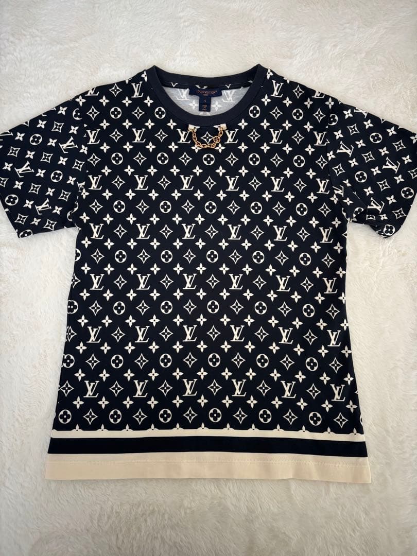 ルイ・ヴィトン　モノグラムTシャツ ネイビー　チェーン付き