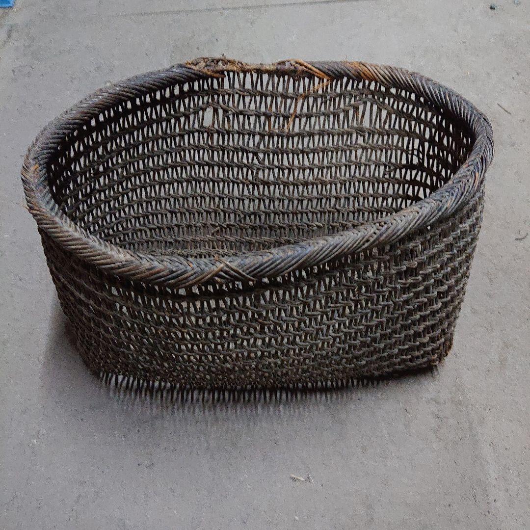 8. レトロ あけびカゴ 古い 編みカゴ 古民具